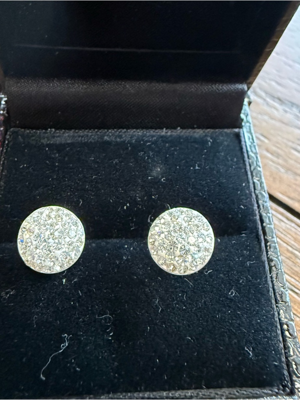 Round Crystal Pavé Stud Earrings in Silver